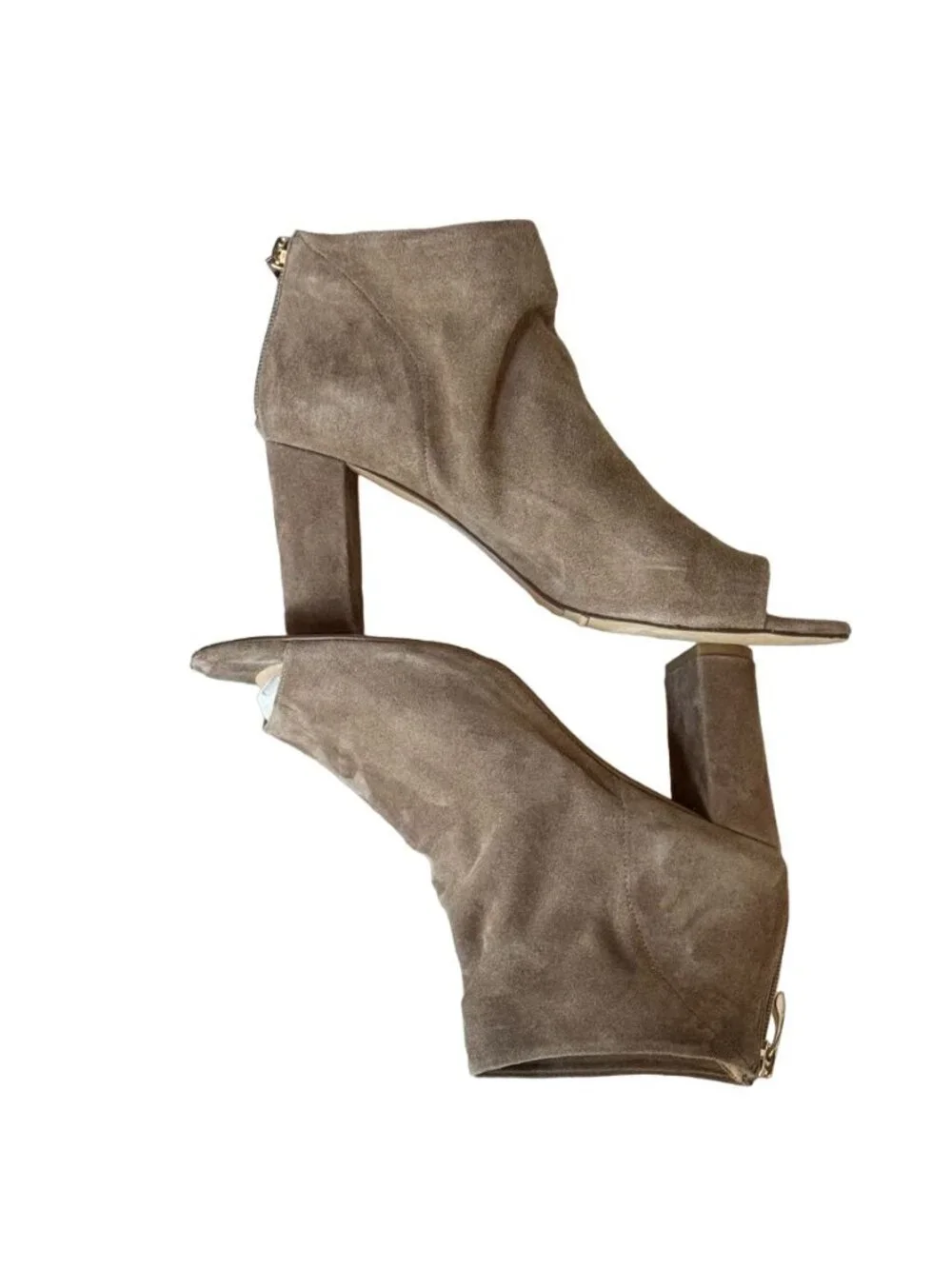 VAN ELi Women's Shoes Peep Toe Ankle Boots Beige Suede Size 8.5